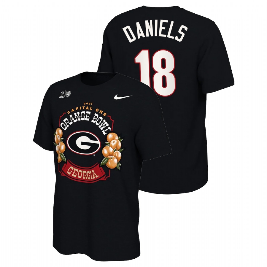 Georgia Bulldogs Men's NCAA JT Daniels #18 Black 2021 Orange Bowl Locker Room College Football T-Shirt XOM1449LK